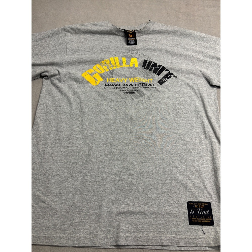 G-Unit Gorilla Unit Heavy Weight Raw Material Graphic T-Shirt Gray Mens Large